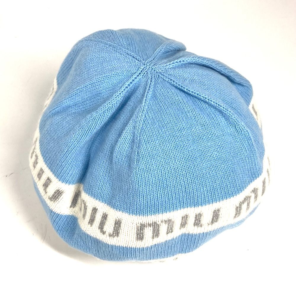 MIUMIU ミュウミュウ ニット帽 ロゴ 5HC260 ウール ブルー - メルカリ
