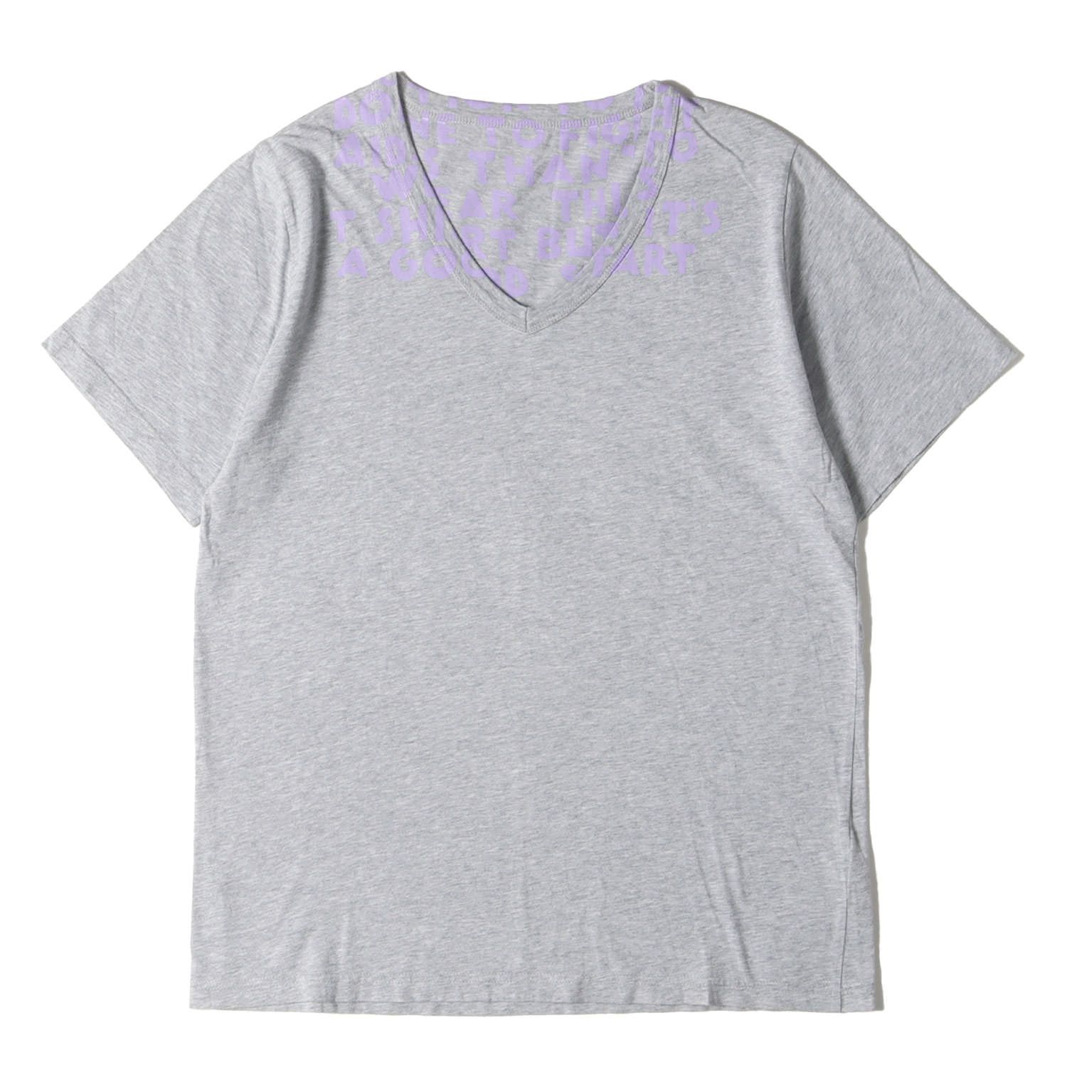 Maison Margiela メゾン マルジェラ Tシャツ サイズ:M / 20SS メッセージ ロゴ バインダー Vネック Tシャツ (AidsT S30GJ0007 S20299) / ヘザーグレー / トップス カットソー 半袖【メンズ】【中古】