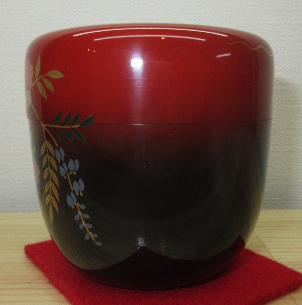 逢絢亭・新品】茶道具 大棗 山中塗 春野蒔絵 螺鈿細工 ボカシ塗り 木製 