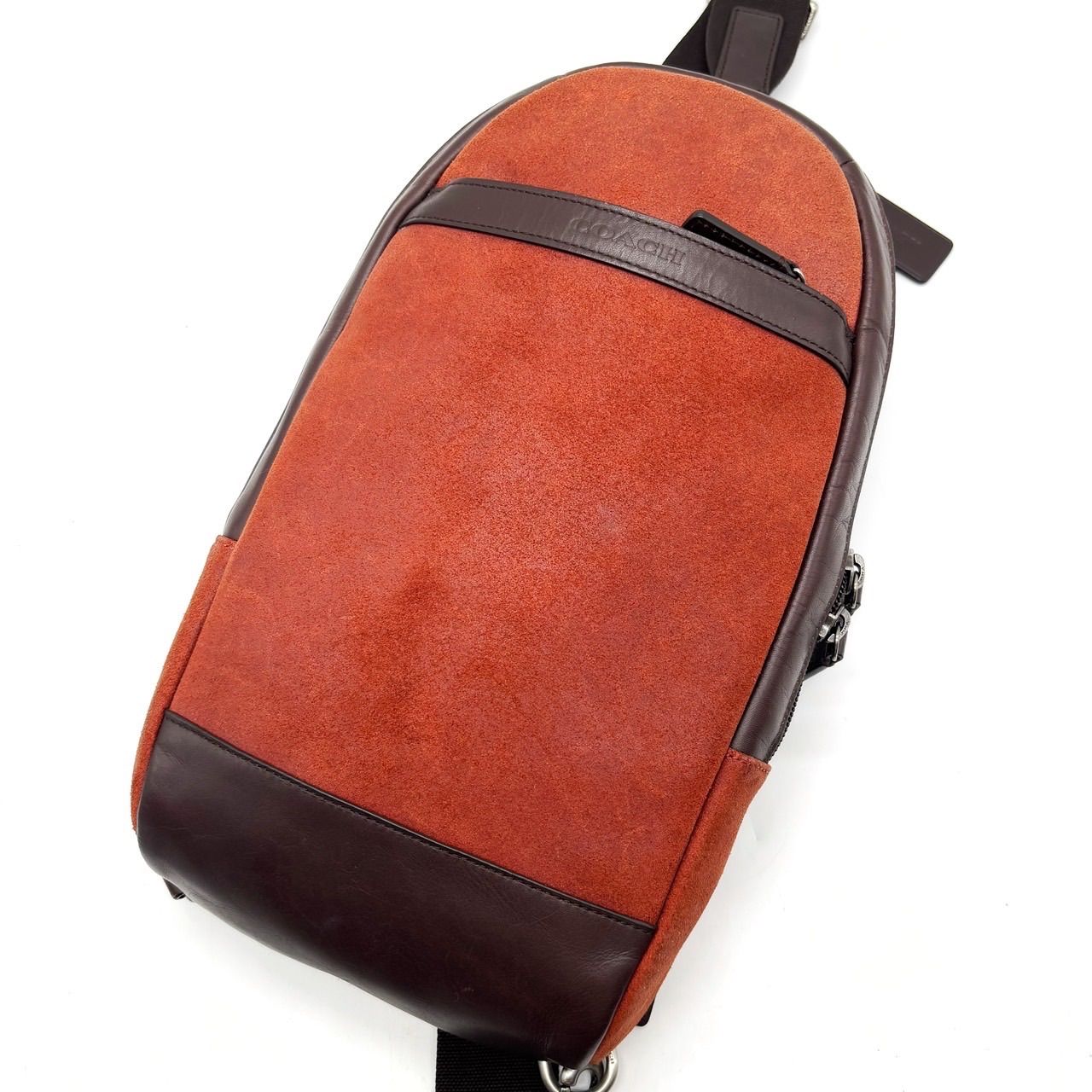 COACHコーチショルダーバックメンズ ☆レザースエード、ブラウン 楽天