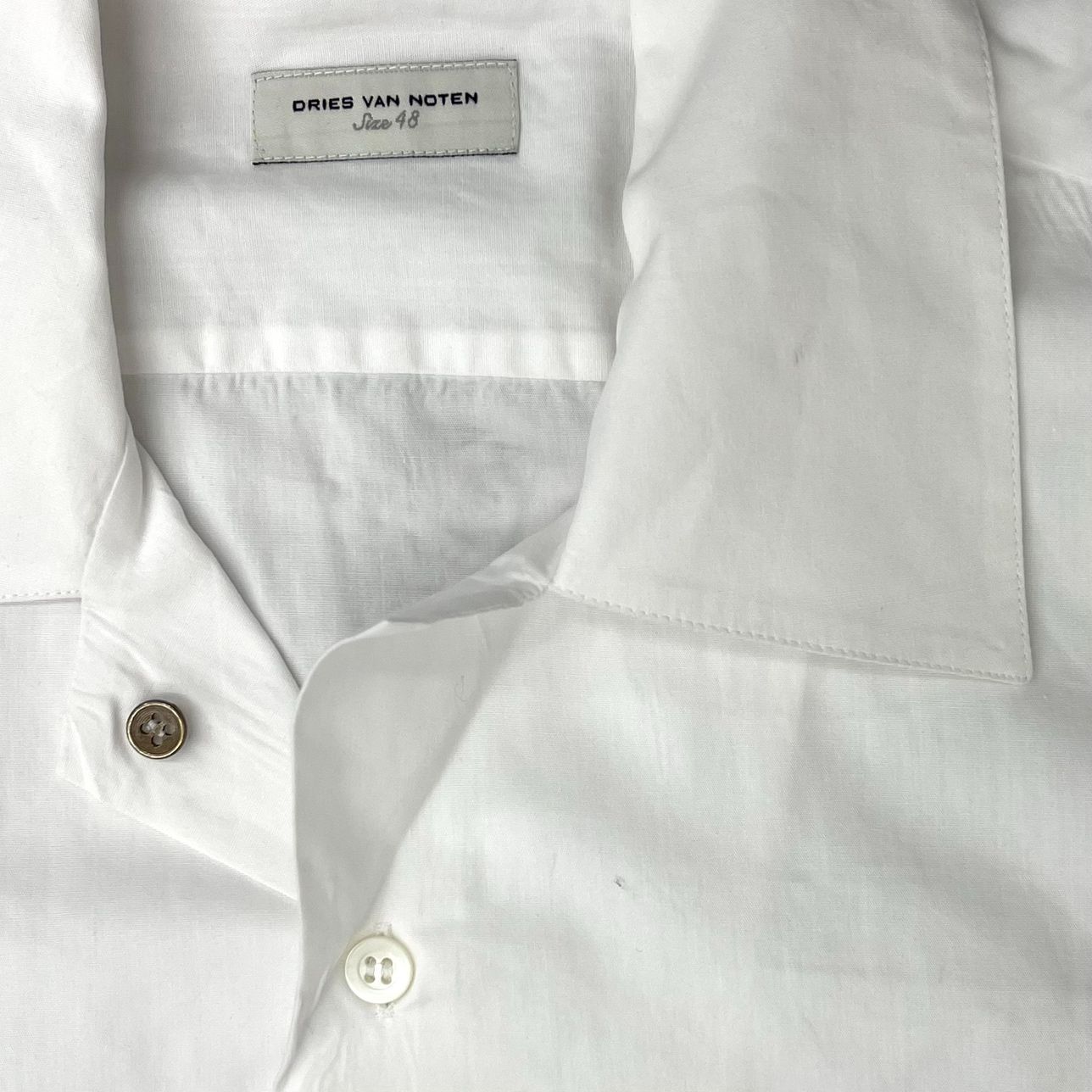 ドリスヴァンノッテン レギュラーカラー　半袖　シャツ　メンズ　ホワイト　白 DRIES VAN NOTEN ドリスヴァンノッテン オープンカラー 開襟