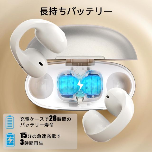  Edifier Comfo C オープンイヤー ワイヤレスイヤホン 耳を塞がない設計 Bluetooth 5 4 対応 最大28時間駆動 快適フィット イヤーカフ式 通話クリア IP 56防水 アプリ連携 スターライト ヘッドホンアクセサリー ヘッドホン