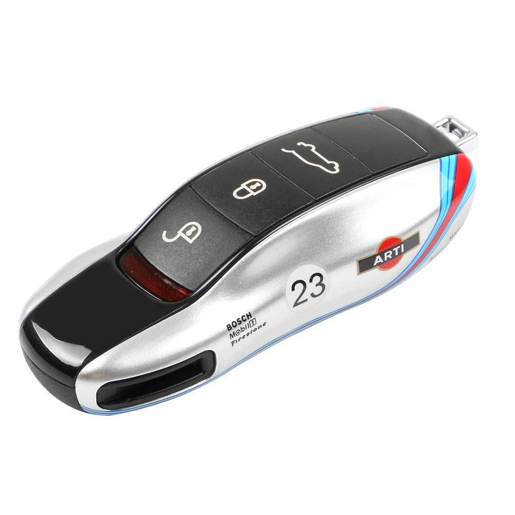 マカン カイエン パナメーラ 911 車のキー保護キーホルダー、ポルシェ 用キーカバー (オールド シルバー)