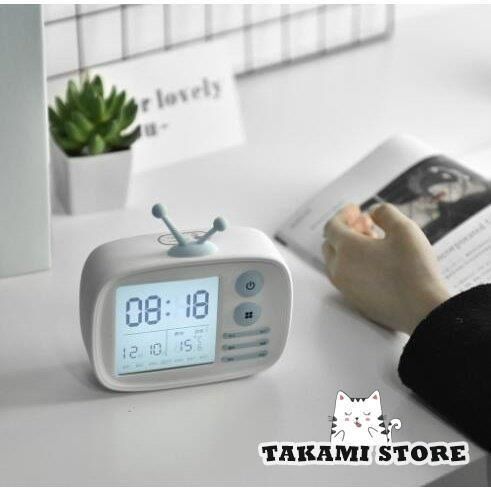 レトロなテレビ目覚まし時計 音声時間電子時計 音声コントロールタッチ 学生大画面充電目覚まし時計 ベッドルームに適 ファッション◆2年保証◆
