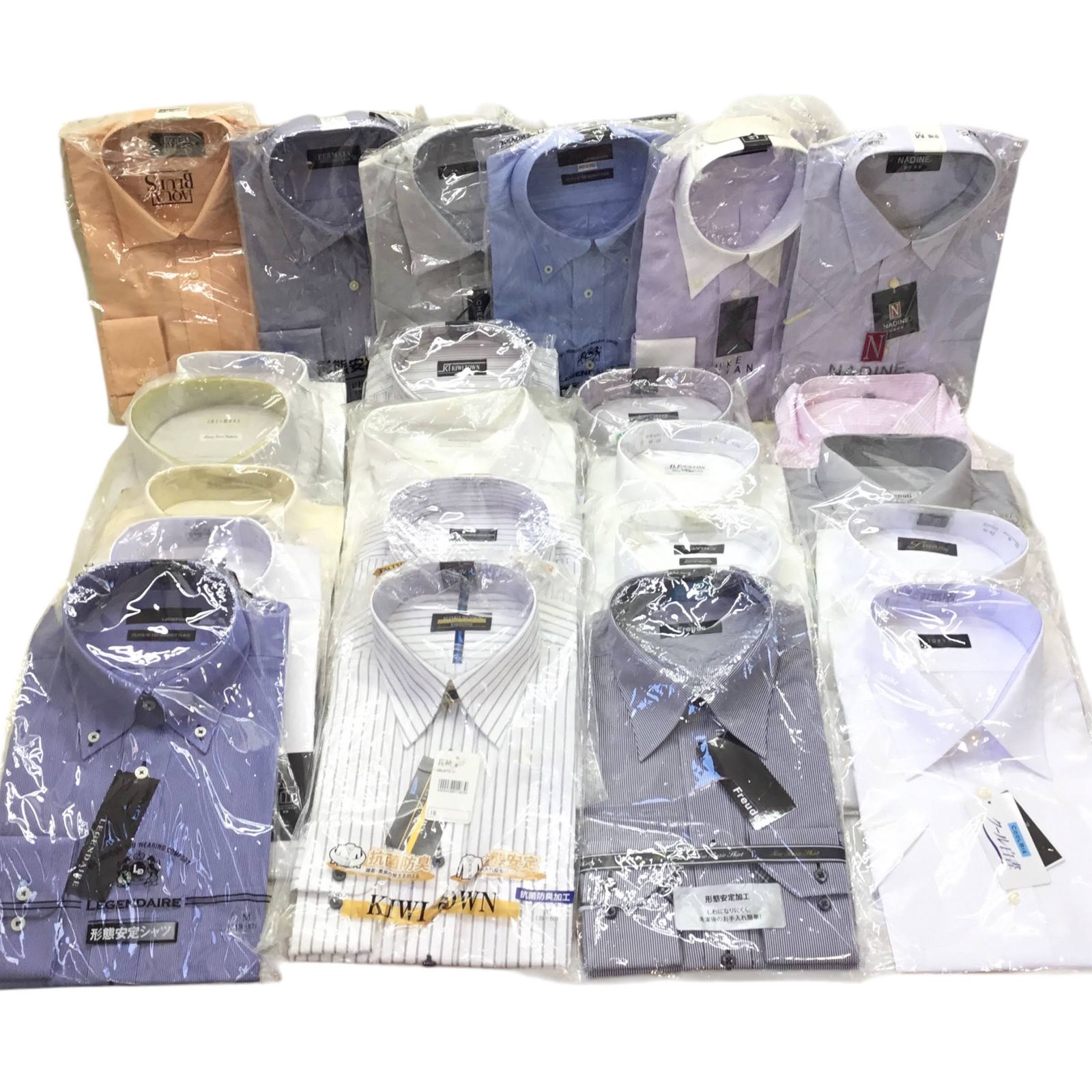 ワイシャツ まとめ売り 半袖/長袖/柄/無地 ミックス品 計24点 未使用 長期保管品 現状品 7.22kg