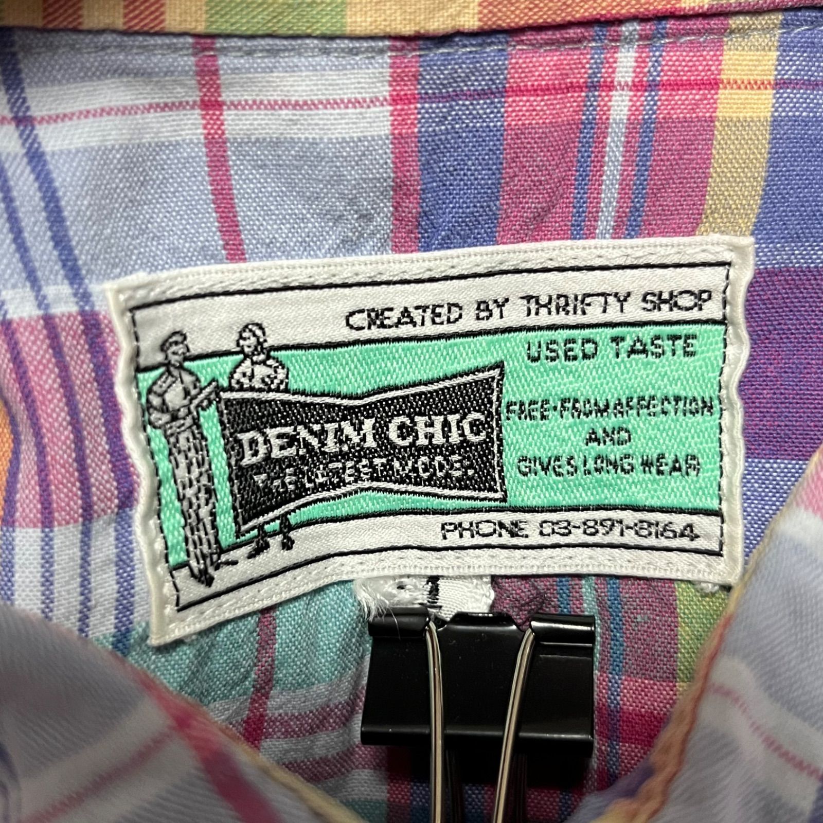 w^)b DENIM CHIC デニムシック 長袖シャツ チェック柄 スナップボタン 