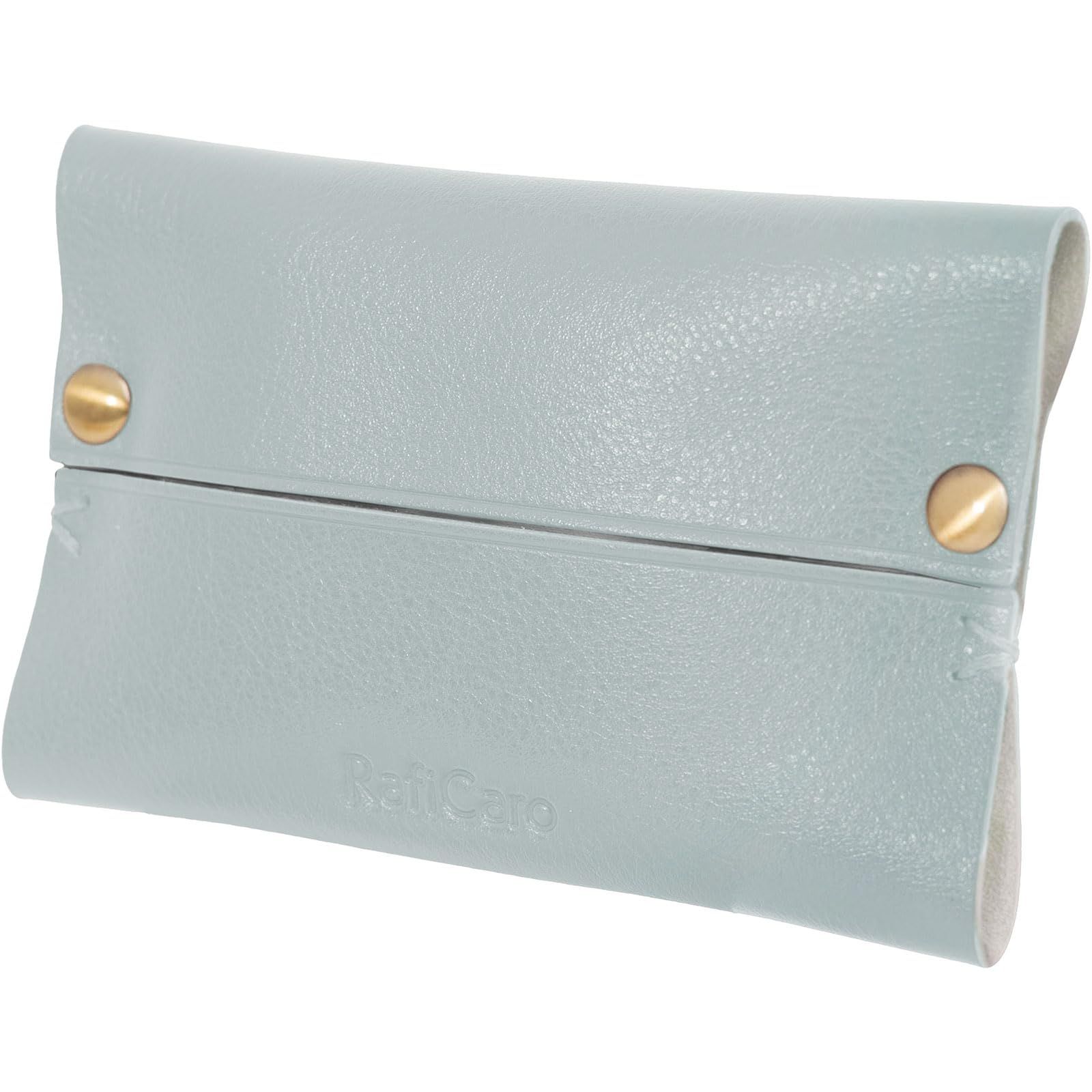 新品 [RafiCaro] ポケットティッシュケース 本革 イタリアンレザー 革 持ち運び ポケットティッシュカバー ちり紙 子供 シンプル カジュアル レディース メンズ ダスティブルー