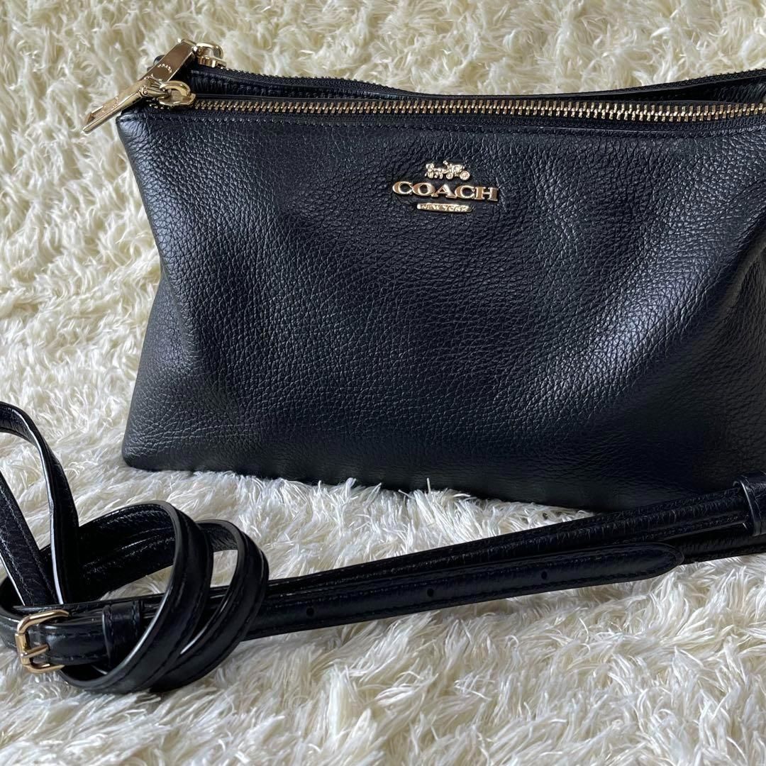 COACHコーチ　ショルダーバック ペブルド　シボレザー ポーチ F34265 COACH コーチ ショルダーバック ペブルド ブラック 黒 シボレザー