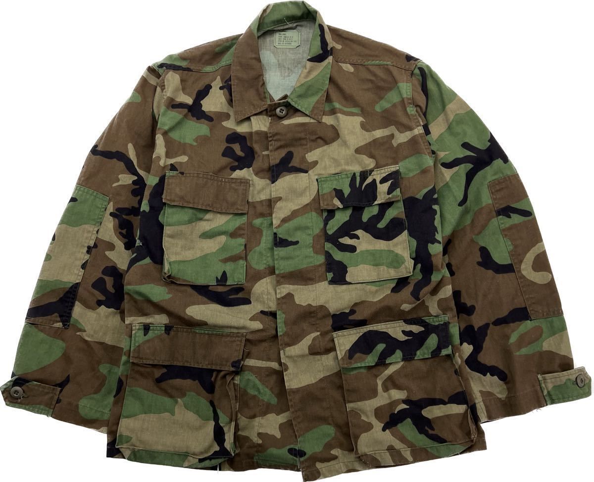 アメリカ軍  US ARMY ウッドランド カモフラ シャツ ジャケット S ショート ミリタリー アメカジ ストリート 古着MIX 米軍実物CB211