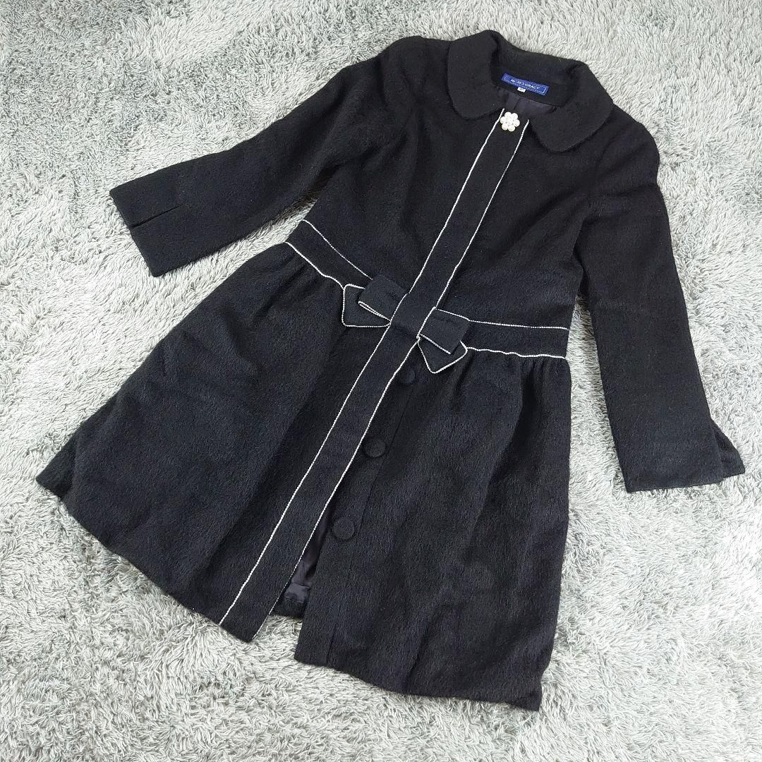 M’sGracy ウール コート アルパカ エムズグレイシー ブラック サイズ38 リボン