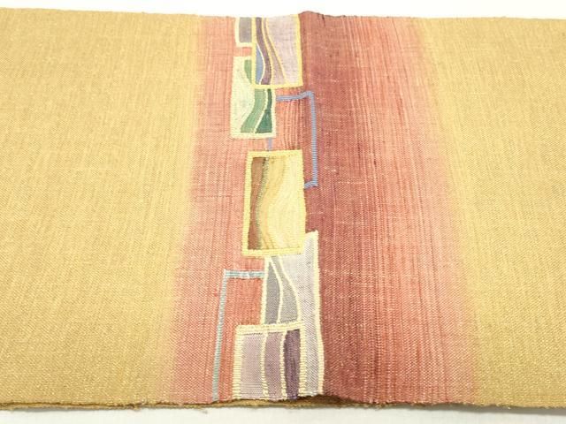 平和屋着物○八寸名古屋帯 紬地 すくい織 道長色紙重ね霞