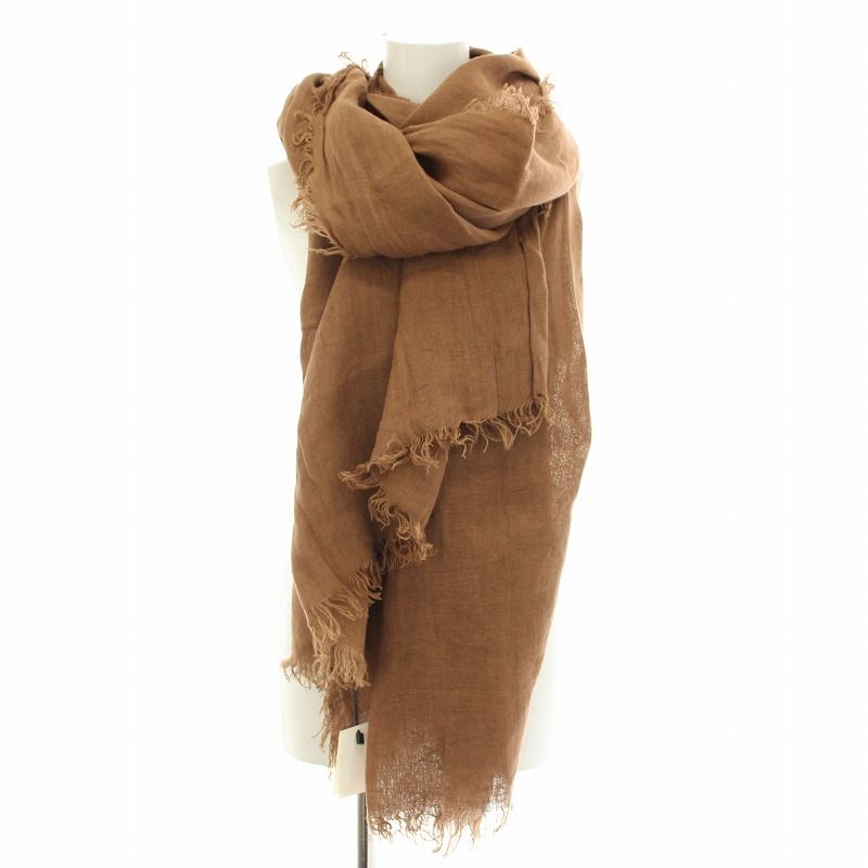 【新品タグ付き】A SAUCE MELER リネンフリンジストール　ブラウン アソースメレ ASAUCE MELER リネンフリンジライトストール