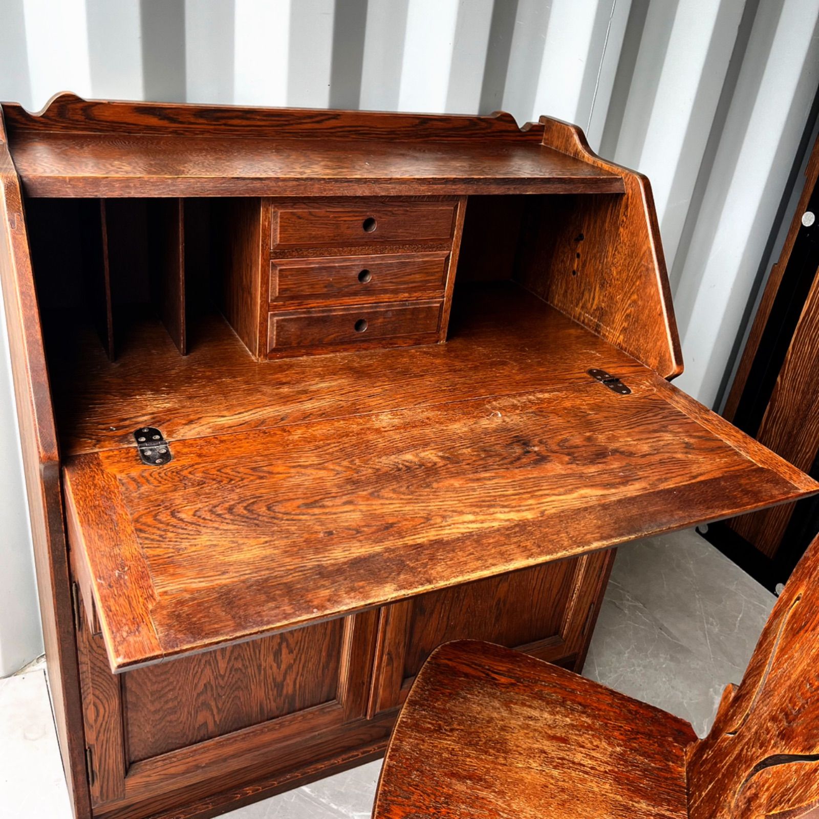 取付無料！三越ブルージュ おしゃれアンティーク 天然木ライティングデスク&チェア 取付無料！三越ブルージュ おしゃれアンティーク 天然木ライティング