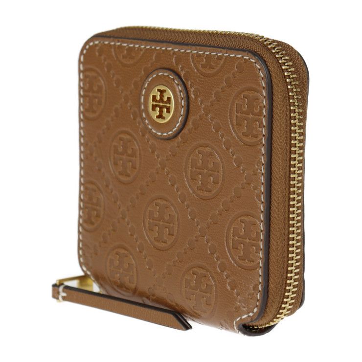 Tory Burch トリーバーチ 二つ折り財布 79380 Tモノグラムレザー MOOSE ブラウン系 ゴールド金具 ラウンドファスナー  【本物保証】 - メルカリ