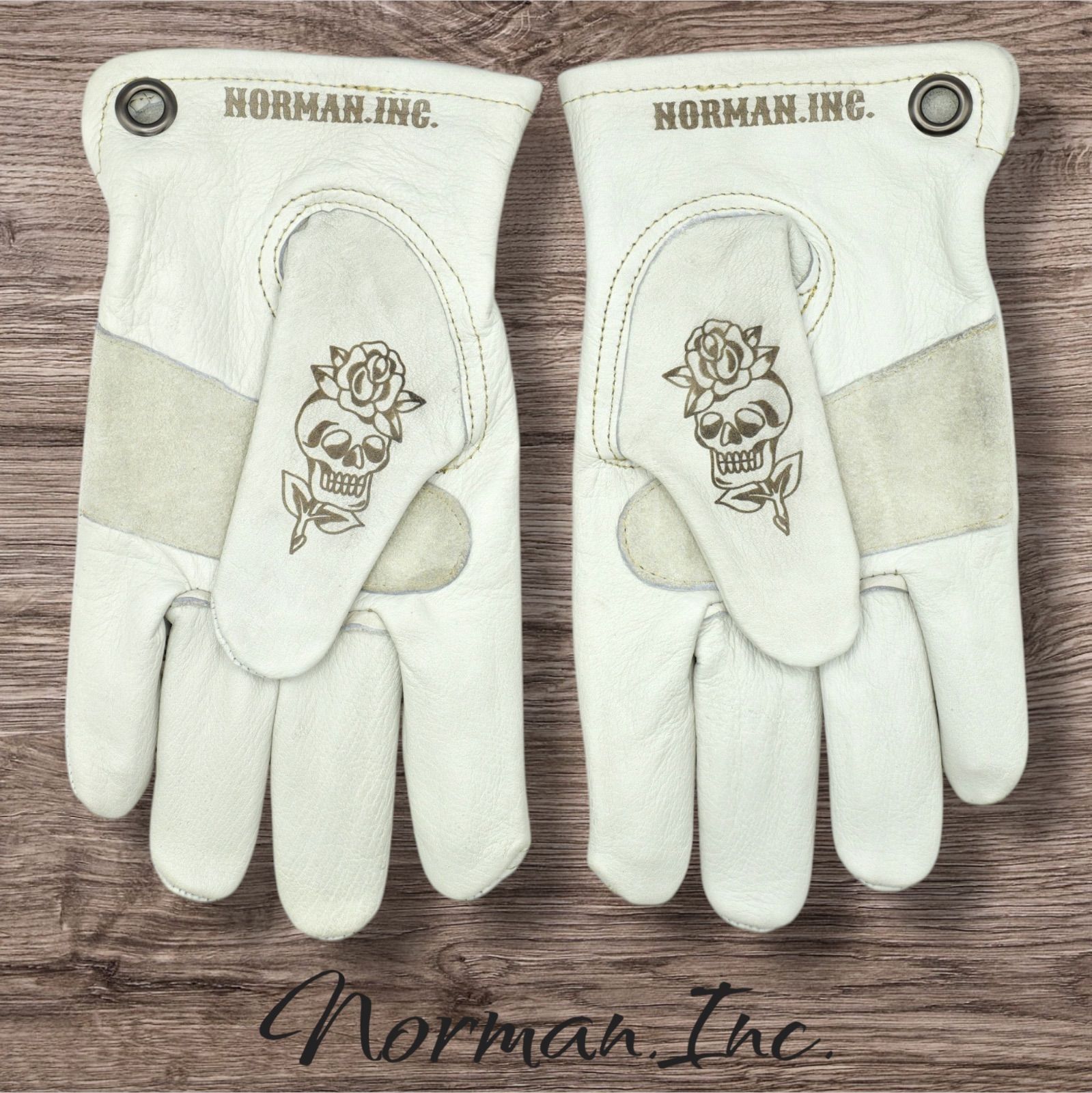 牛革 レザーグローブ ホワイト 白 アメリカン バイク ハーレー