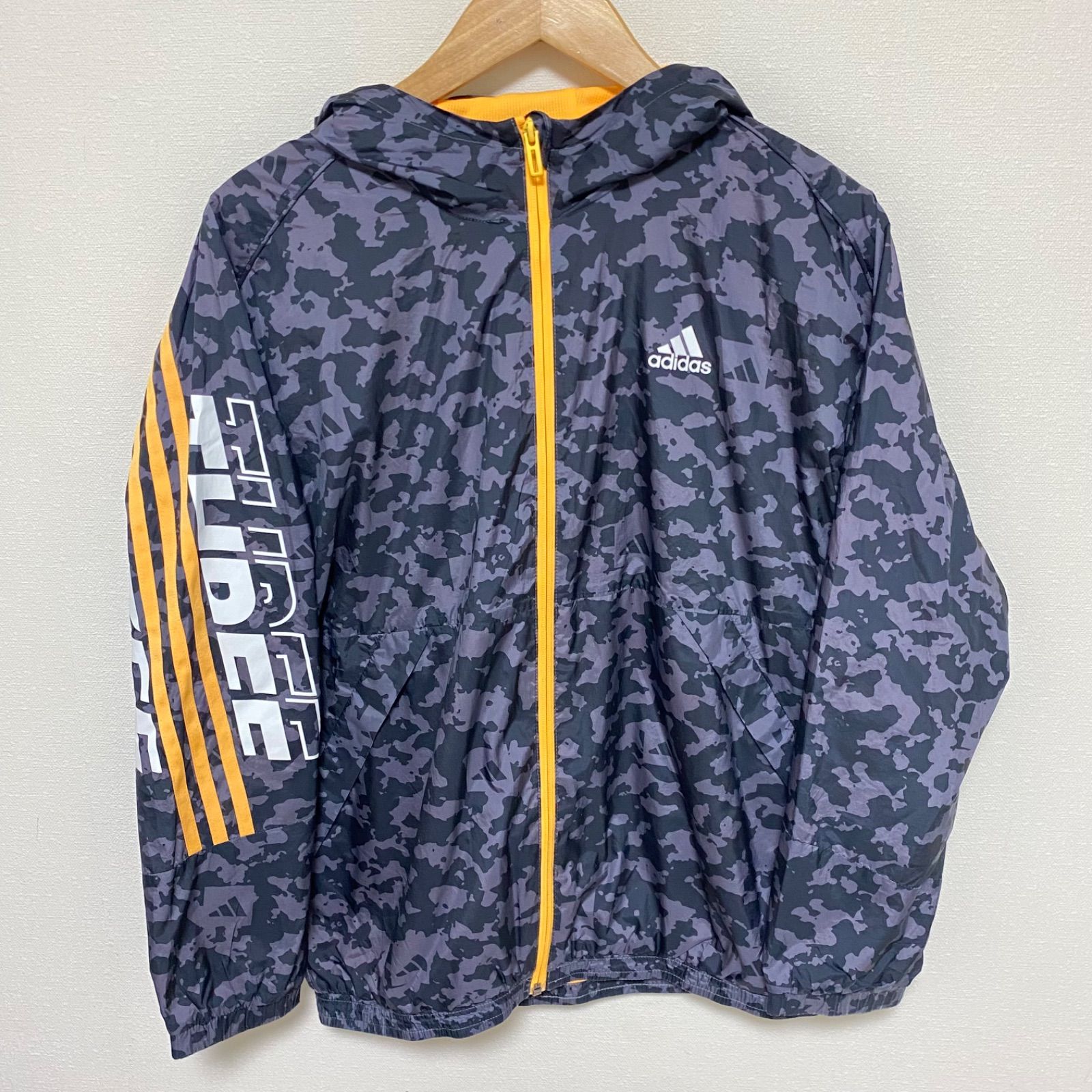 adidas　ウィンドブレーカー　長袖　ブルー　イエロー　ロゴ　ジップアップ adidas ウィンドブレーカー 長袖 ブルー イエロー ロゴ ジップ