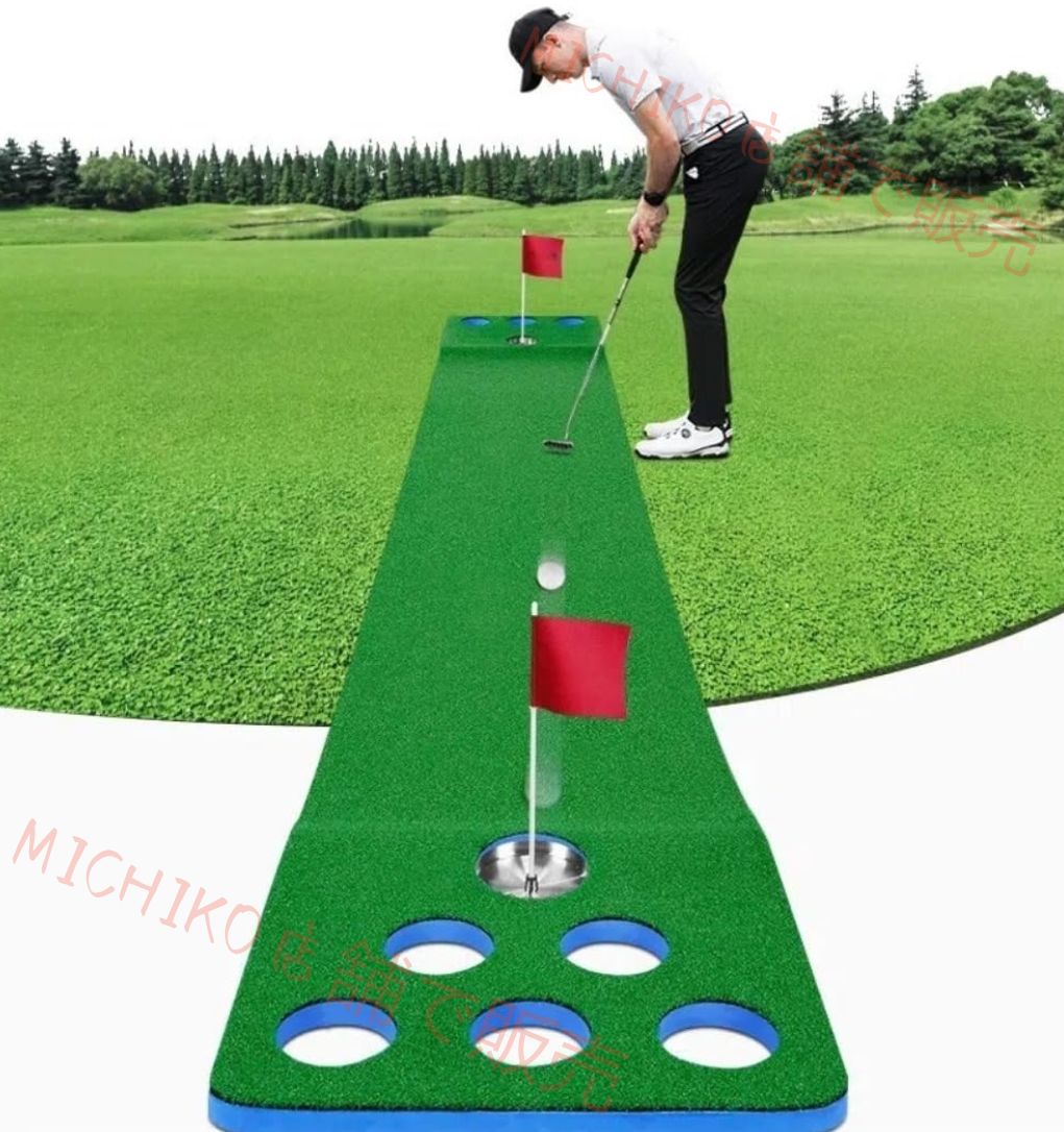 ゴルフポンゲームセット ゴルフパッティングマット グリーンゴルフマット 裏庭パーティーゲームセット 屋外パターパッティンググリーン練習トレーニング補助具 リビングルーム バルコニー 庭園 オフィス用