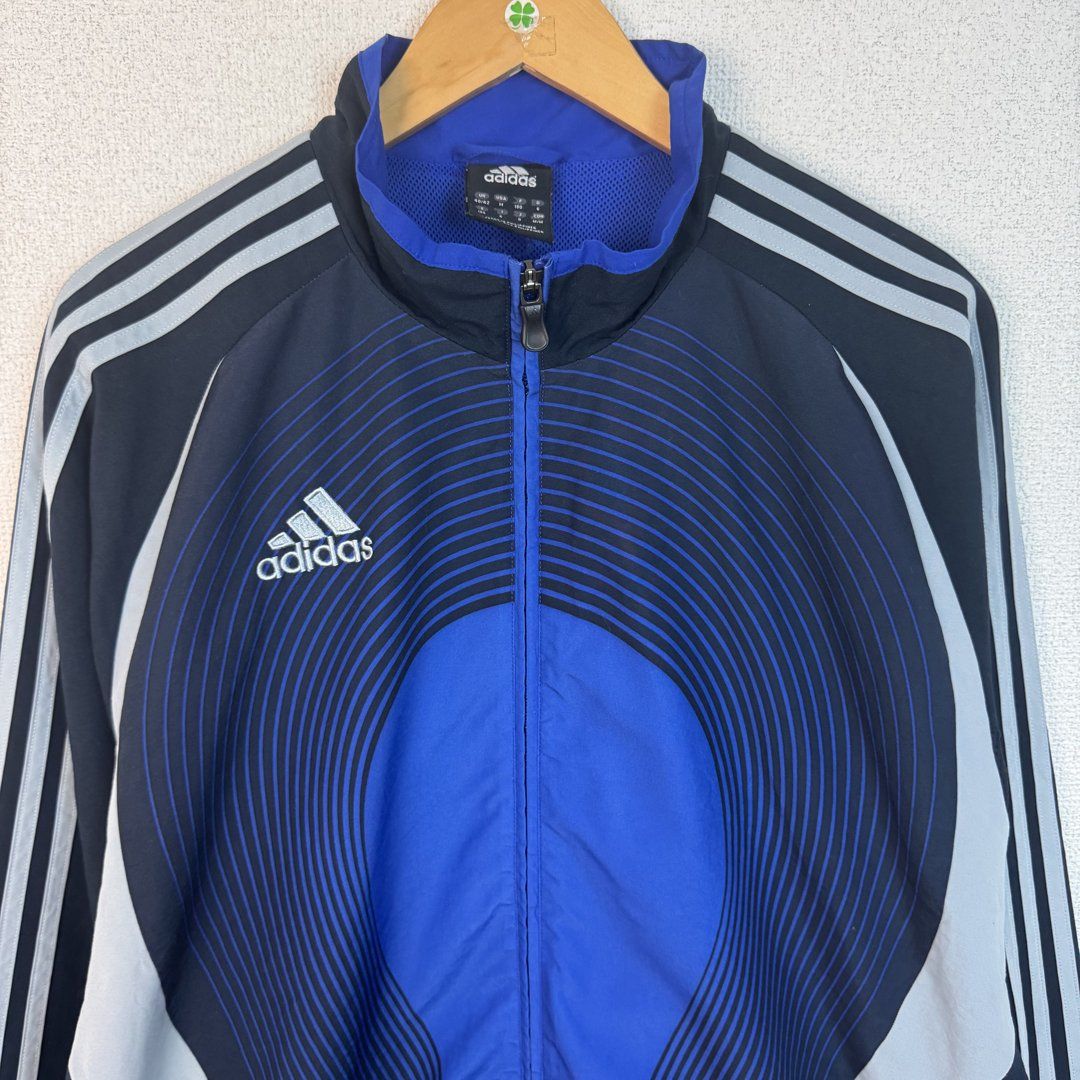 adidas アディダス トラックジャケット スリーストライプス ナンバリング ネイビー Mサイズ メンズ 古着 Y2K ゲームシャツ
