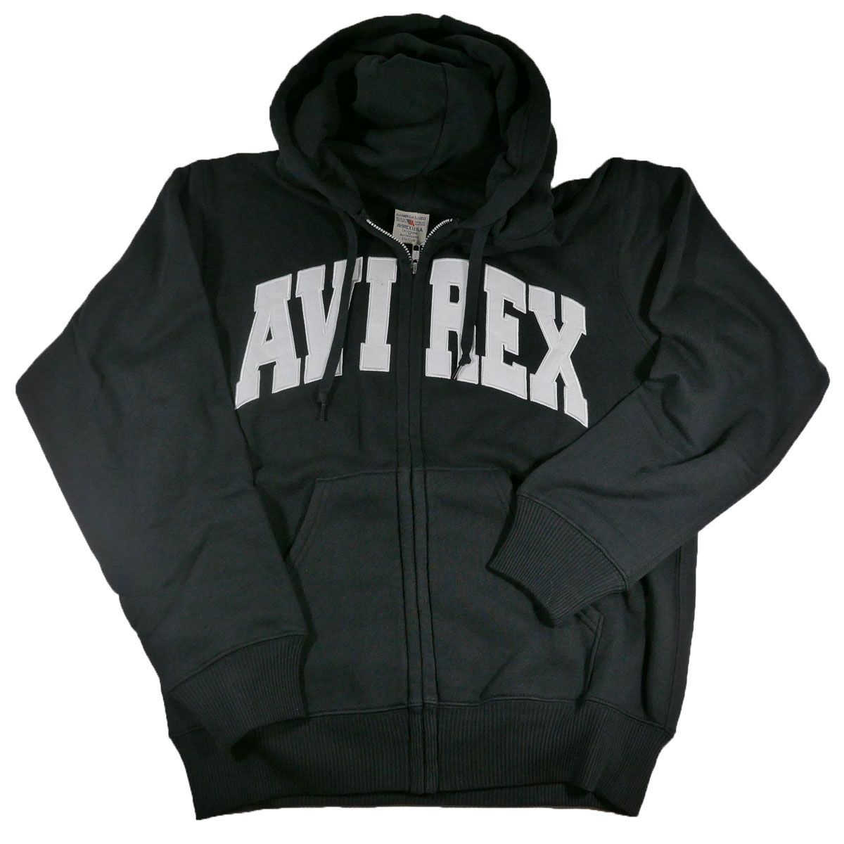 AVIREX ブラック フルジップ パーカー 中古・古着通販AVIREX (アヴィレックス) ジップパーカー ブラック