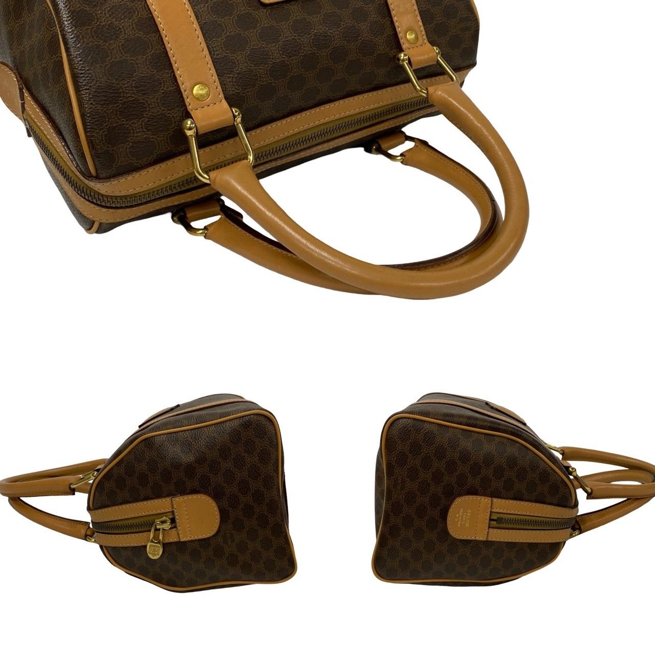 極美品 CELINE セリーヌ マカダム ブラゾン ロゴ 柄 レザー PVC 本革