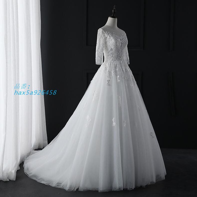 ウェディングドレス シースル セクシー レース チュール トレーンドレス トレーンドレス 旅行撮影ドレス 花嫁ドレス 白 二次会ドレス 挙式 結婚式ドレス hax5a926458