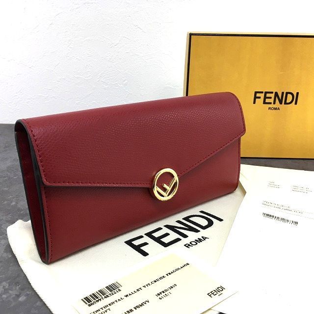 137 送料込み！ 未使用品 FENDI 長財布 8M0251 レッド エフイズ 箱付き  