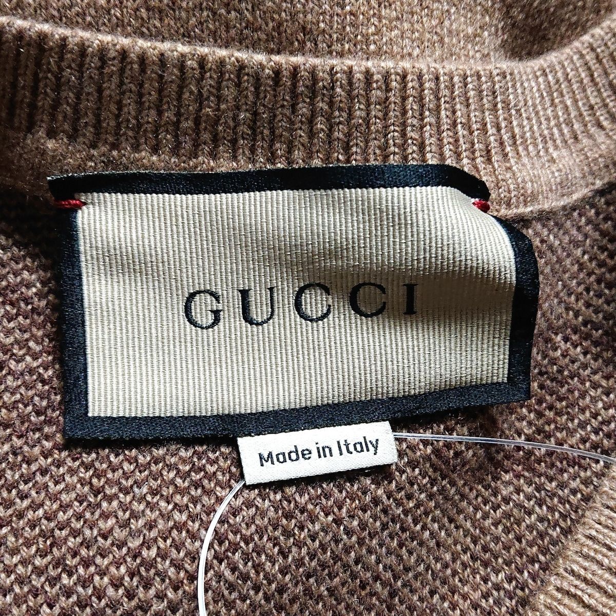 GUCCI(グッチ) 長袖セーター サイズM メンズ - 655104 XKB3T ブラウン×ダークブラウン Vネック/ダブルG - メルカリ