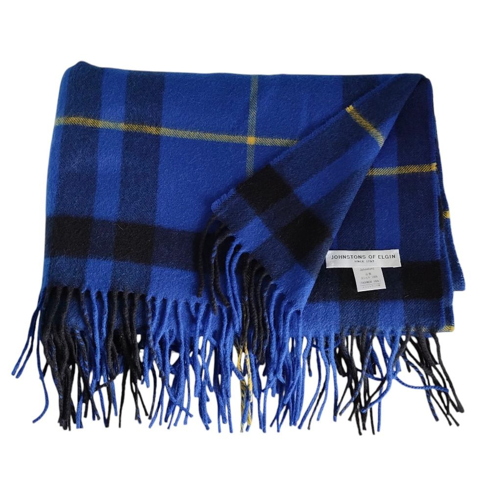 Johnstons of Elgin カシミヤマフラー　ブルー 美品 Johnstons of Elgin ジョンストンズ オブ エルガン