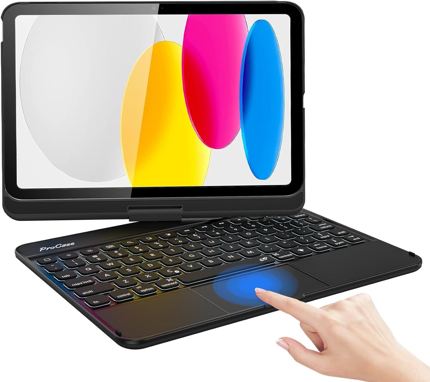 新着商品 10世代 キーボード付きケース 2025 10.9インチ iPad A2696 A2757 A2777 ProCase タッチパッド搭載 7色バックライト 360度回転