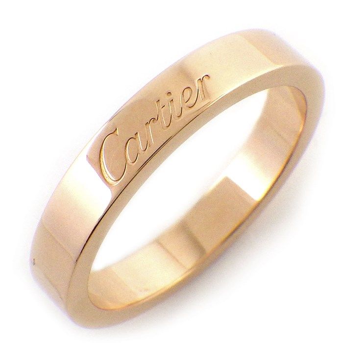 カルティエ Cartier リング C ドゥ カルティエ ウェディング バンド 3mm B4087249 フラット エングレーブド ロゴ　K18PG 9号 / #49 【箱・保付き】 【中古】