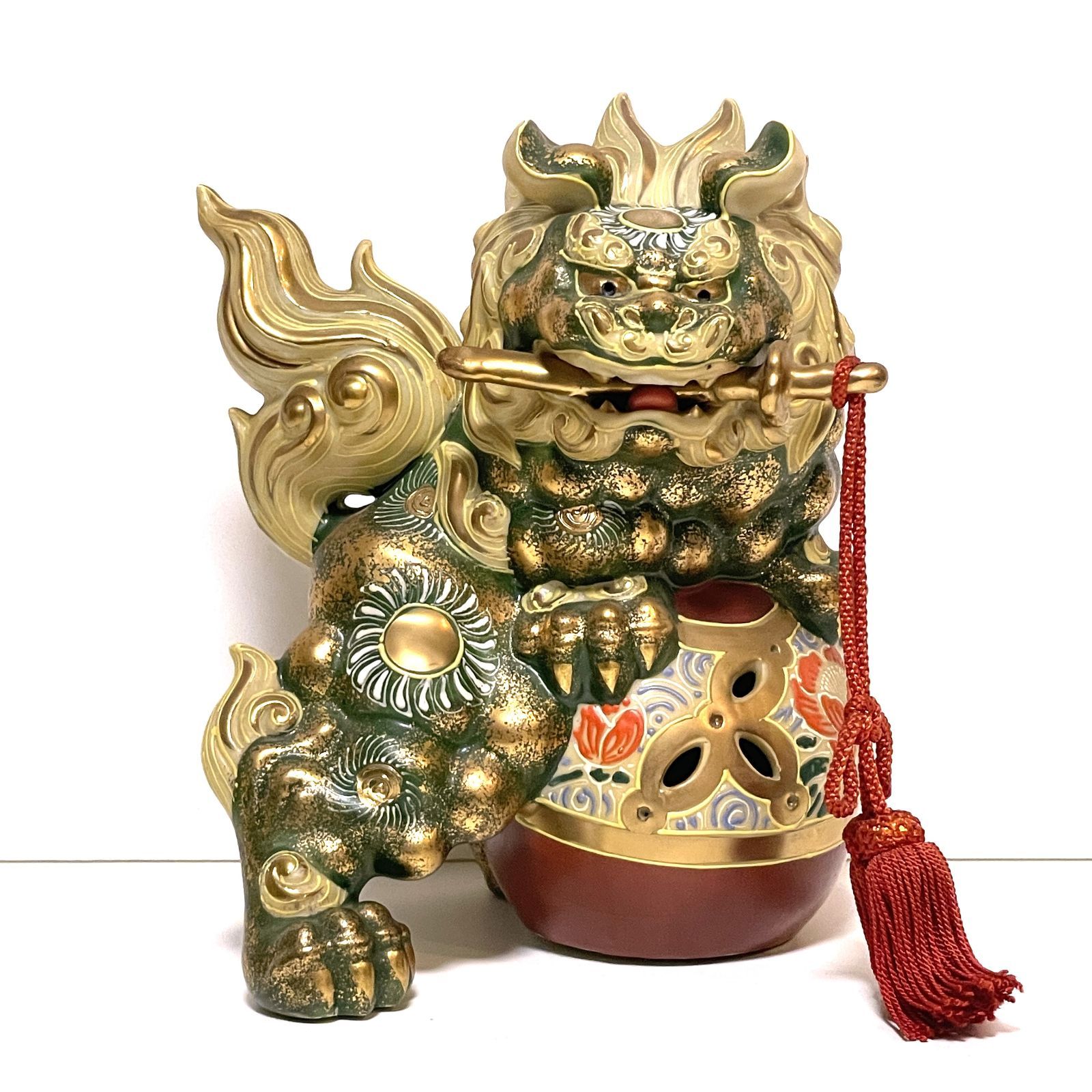 九谷八幡窯須栄義作 獅子陶器飾り - 工芸品