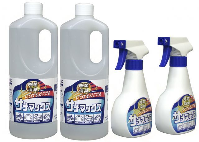 除菌消臭剤 サナマックス 1L×2本 スプレーボトル2本付 3個セット 業務用 次亜塩素酸水 100ppm アンゲネーム 対策 感染 予防 におい ニオイ 臭い 中性 室内 保育所 幼稚園 会社 病院 旅館 ホテル 介護施設 工場 国産
