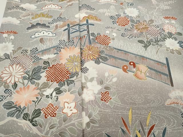 平和屋着物○豪華黒留袖 駒刺繍 籬菊文 暈し染め 金銀彩 やまと誂製