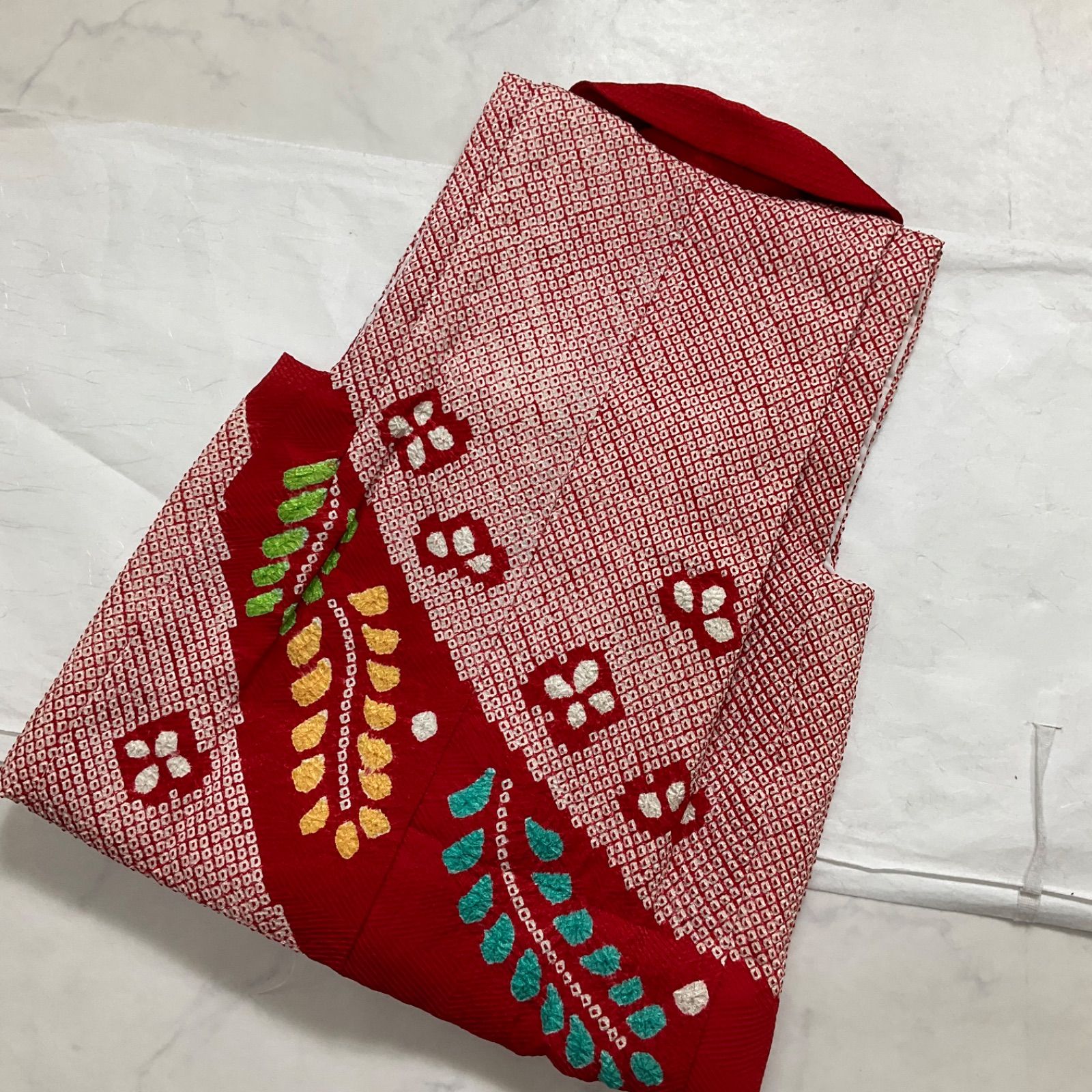 kimono one 特別お誂え品 総手絞り 被布 七五三 正絹 女の子 朱色 三歳用 丈48肩幅27.5 七五三子供お詣り G 67