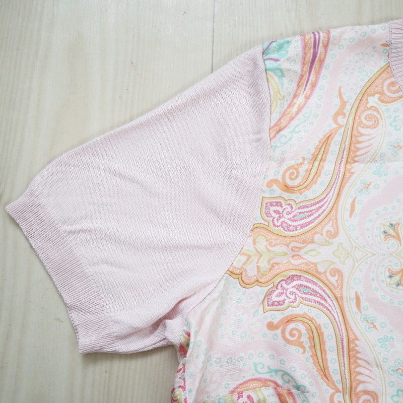 ETRO エトロ　ニット　半袖　カットソー　花柄　ボタニカル柄　レーヨン　42 美品】エトロ ETRO 長袖シャツ ボタニカル柄 ストレッチ