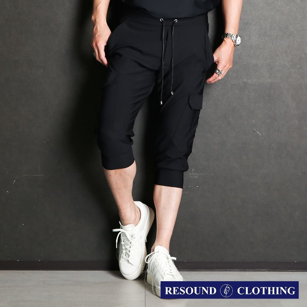 【RESOUND CLOTHING 】 cargo cropped PT - BLACK / カーゴ クロップド ジャージパンツ / RC31-HP-001【メンズ】【送料無料】