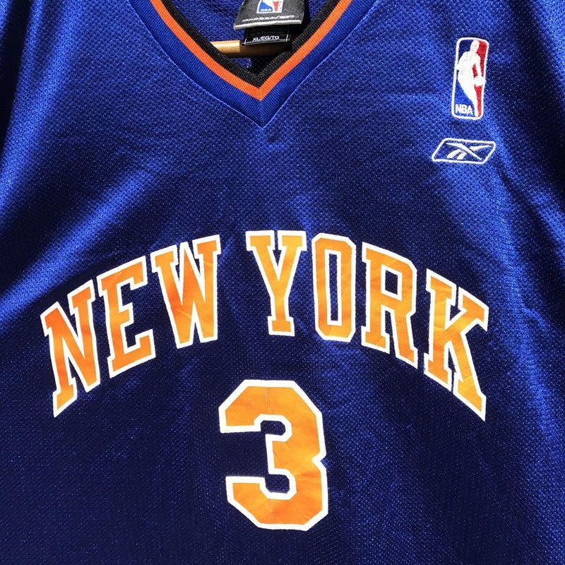 Reebok リーボック NBA New York Knicks ニューヨーク・ニックス メッシュ バスケタンク ジャージ バスケットボール  タンクトップ サイズ：メンズ XL ビッグサイズ ブルー×オレンジ×ブラック #3 MARBURY【PI】 - メルカリ