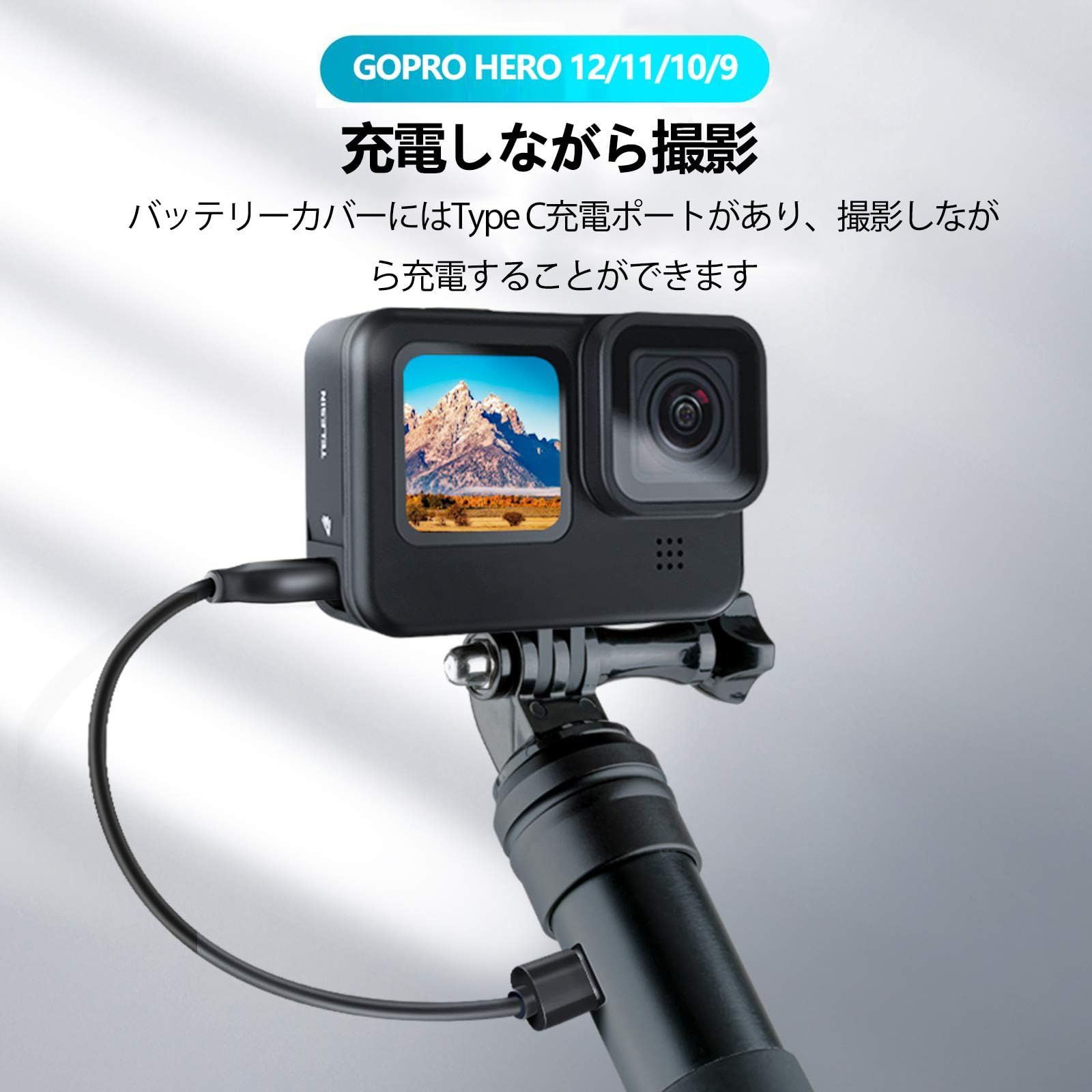 特価商品】TELESIN GoPro用 Hero12 Hero11 Hero10 Hero9 バッテリー