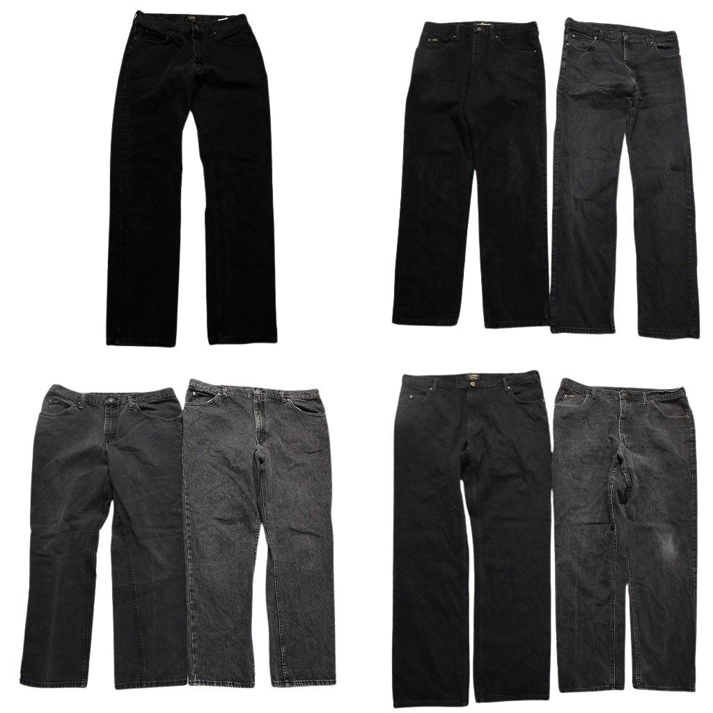 古着卸 まとめ売り ブラックデニム パンツ 7枚セット メンズ 34 |38 |42 革パッチ フェード コインポケット 古着 NC1341