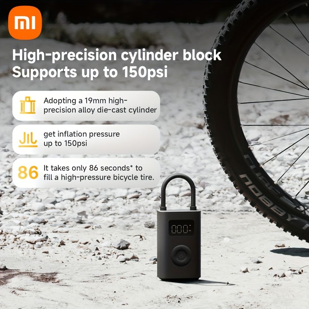Xiaomiポータブル電動エアコンプレッサー2 - 最大150PSIの高速充填 ボタン1つで6モード デジタル圧力検出 Type-C USB充電 車 自転車 スクーター＆スポーツボール用軽量設計 携帯型エアコンプレッサー
