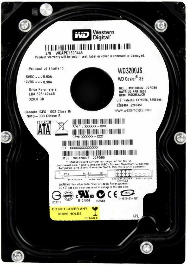 Western Digital カー SE 320GB WD3200JS 7200RPM 8MB キャッシュ SATA II 3.5 インチ