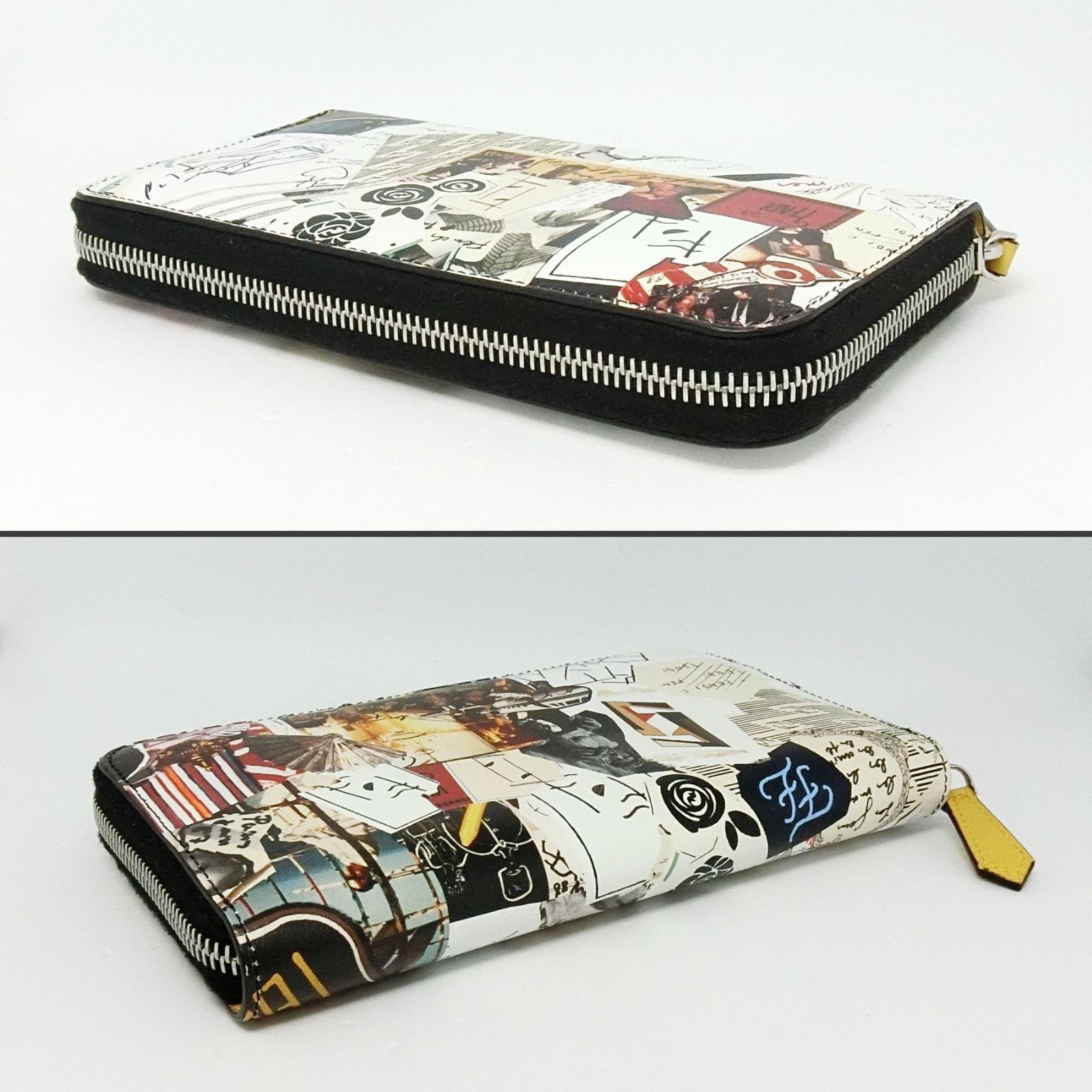 美品 ＊ FENDI フェンディ カールコラージュ ラウンドジップ 長財布 フェンディFENDIラウンドファスナー長財布 カールコラージュ