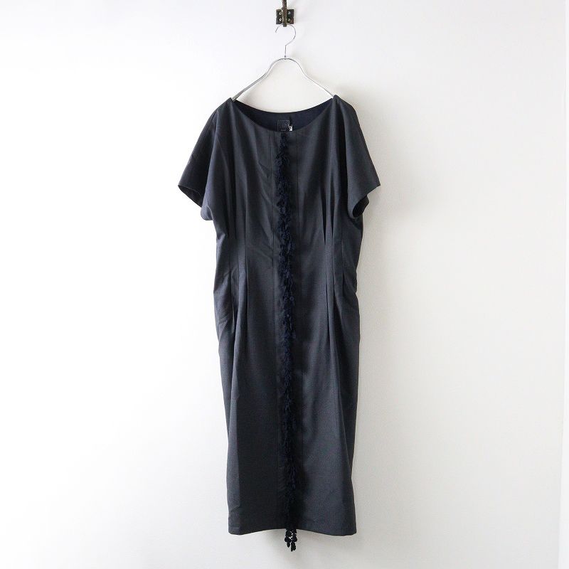 ♥ 定9.3万円 2025SS ミナペルホネン mina perhonen floraleaf 刺繍レース フレンチスリーブドレス 38 チャコール┃ 2400014629101