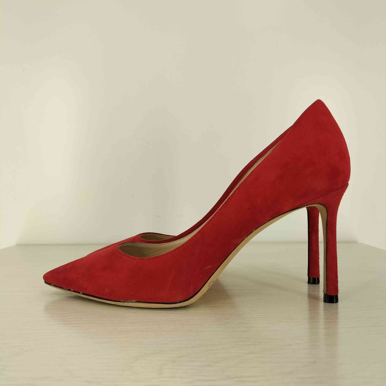 Jimmy Choo 赤 スエード ハイヒールパンプス ジミーチュウ JIMMY CHOO スエード ピンヒール パンプス