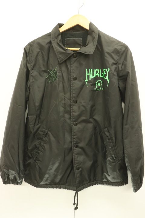 【中古】 Hurley メンズジャケット S コーチジャケット Hurley S 黒 ブラック プリント