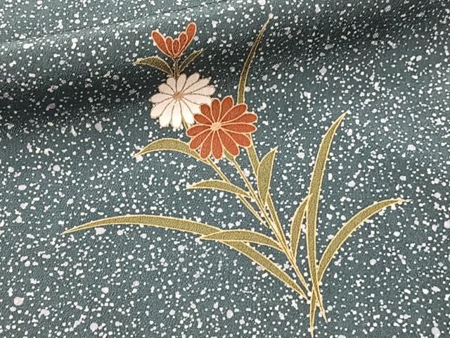 平和屋着物□訪問着 草花文 たたき染め 金彩 正絹 逸品