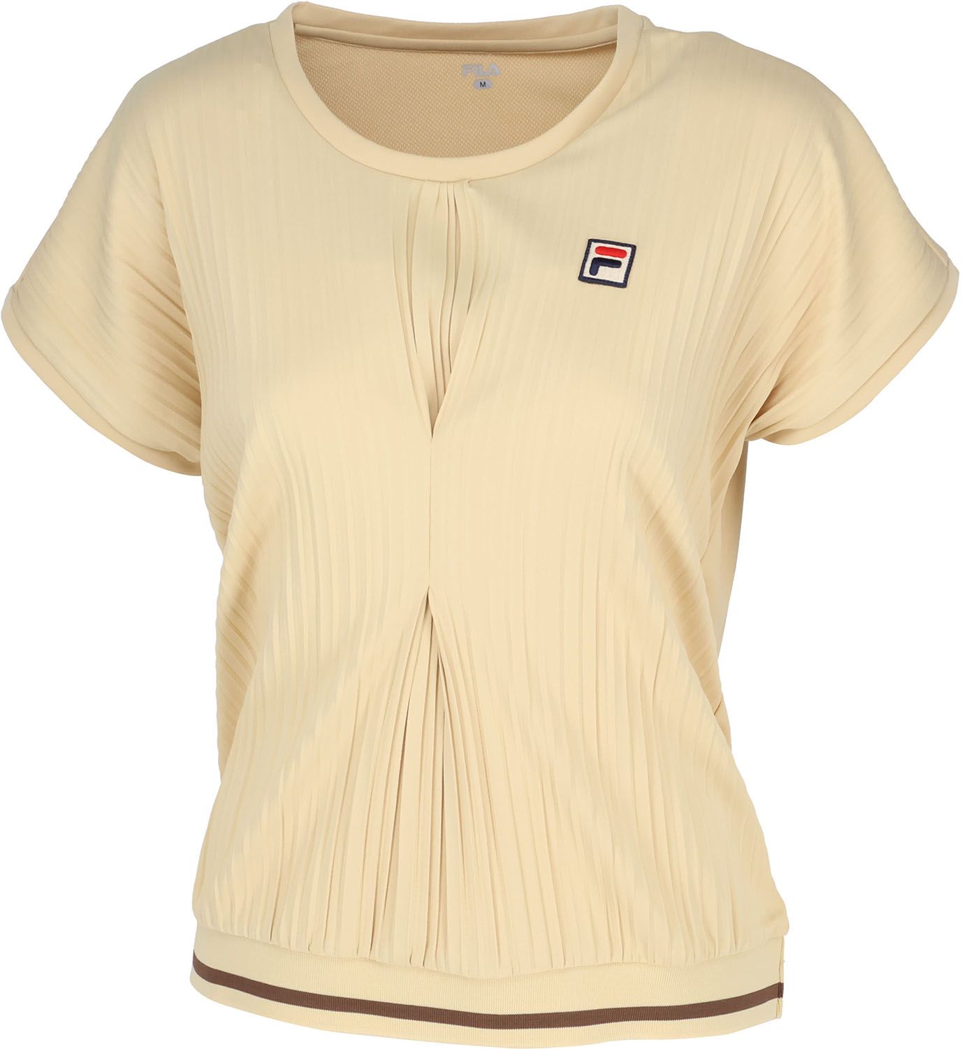 フィラ FILA テニス ゲームシャツ ウェア レディース ウィメンズ 女性 大人 半袖 Tシャツ トップス ウェア ロゴ ワンポイント プリーツ タック 部活動 クラブ スクール 練習 EL0204 20Z ネイビー