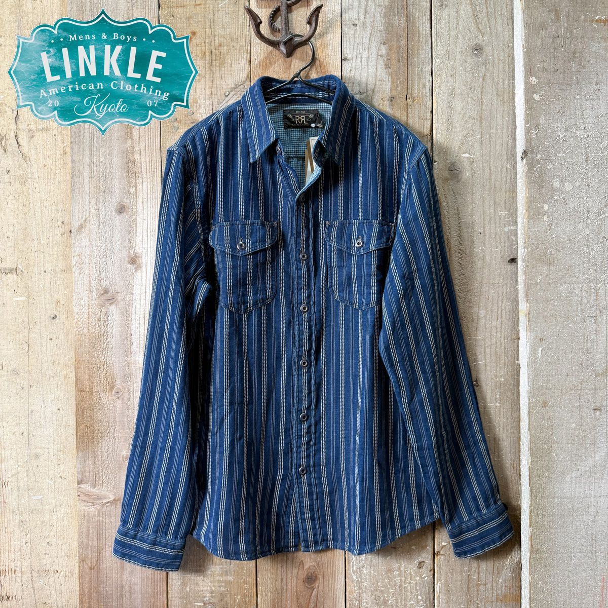 RRL ダブルアールエル ベースボールシャツ インディゴＸＬサイズ ダブルアールエル) RRL 本藍染め ダブルフェイス コットン