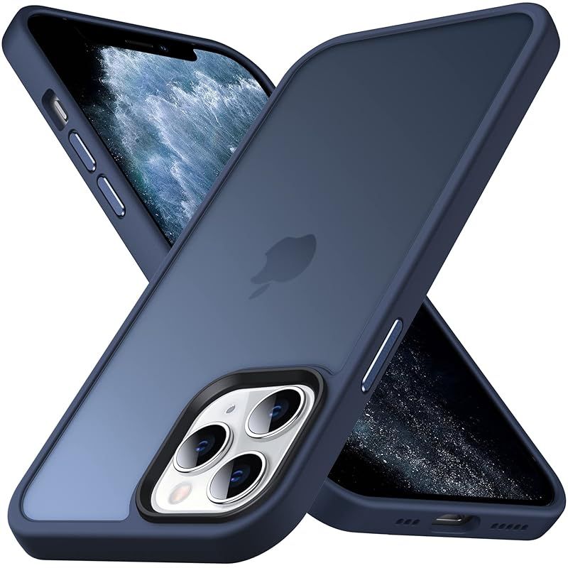 Anqrp iPhone11Pro 用 ケース 半透明 耐衝撃 滑り止め 米軍MIL規格 指紋防止 マット感ケース ストラップホール付き ワイヤレス充電対応 スマホケース アイフォン 11 Pro カバー 5.8 インチ ブルー 0