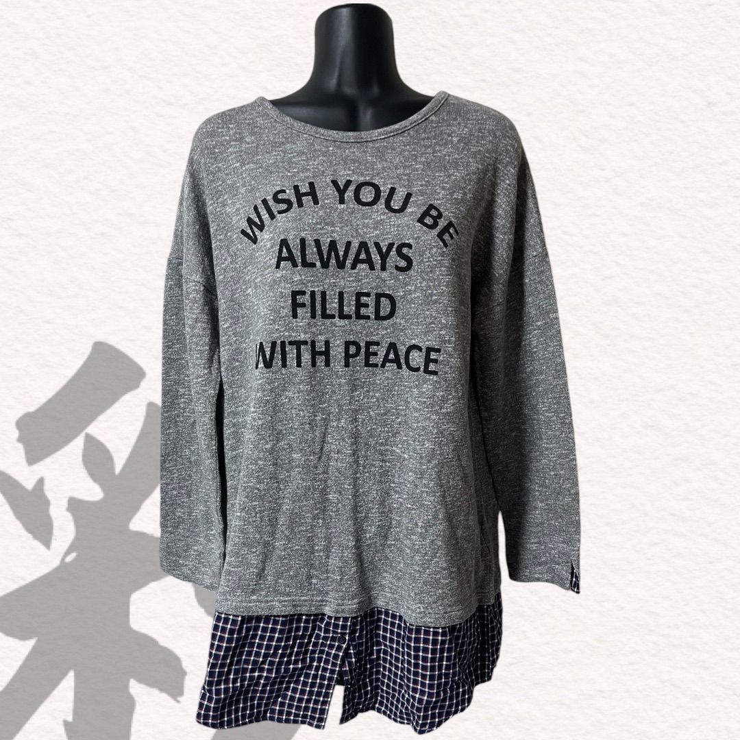 シネマクラブ カットソー 長袖 ラウンドネック 切替 レース L 黒 トップス トップス Tシャツ カットソー ロンT ロゴT 綿１００％ UVカット カジュアル レディース Honeys ハニーズ ７分袖ロゴプリントＴ |  ハニーズ　オンラインショップ